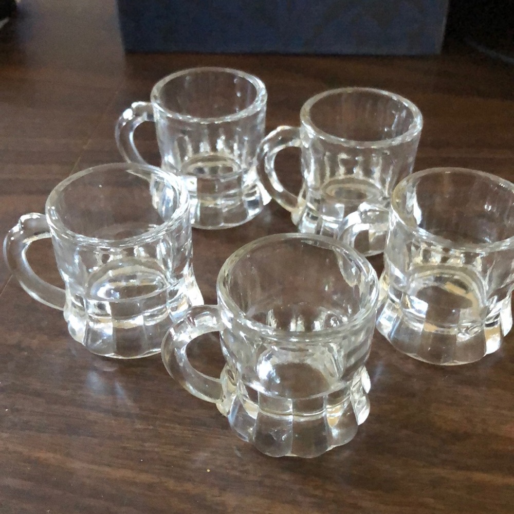 Set of 5 Vintage Mug Shot Glasses